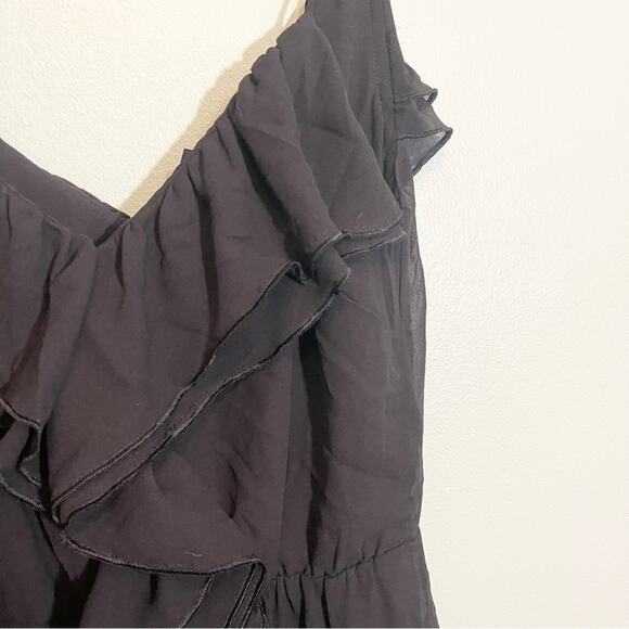 H&M Womens V-Neck Sleeveless Layered Hem Ruffle Trim Dress Black Size 8 - Picture 12 of 14